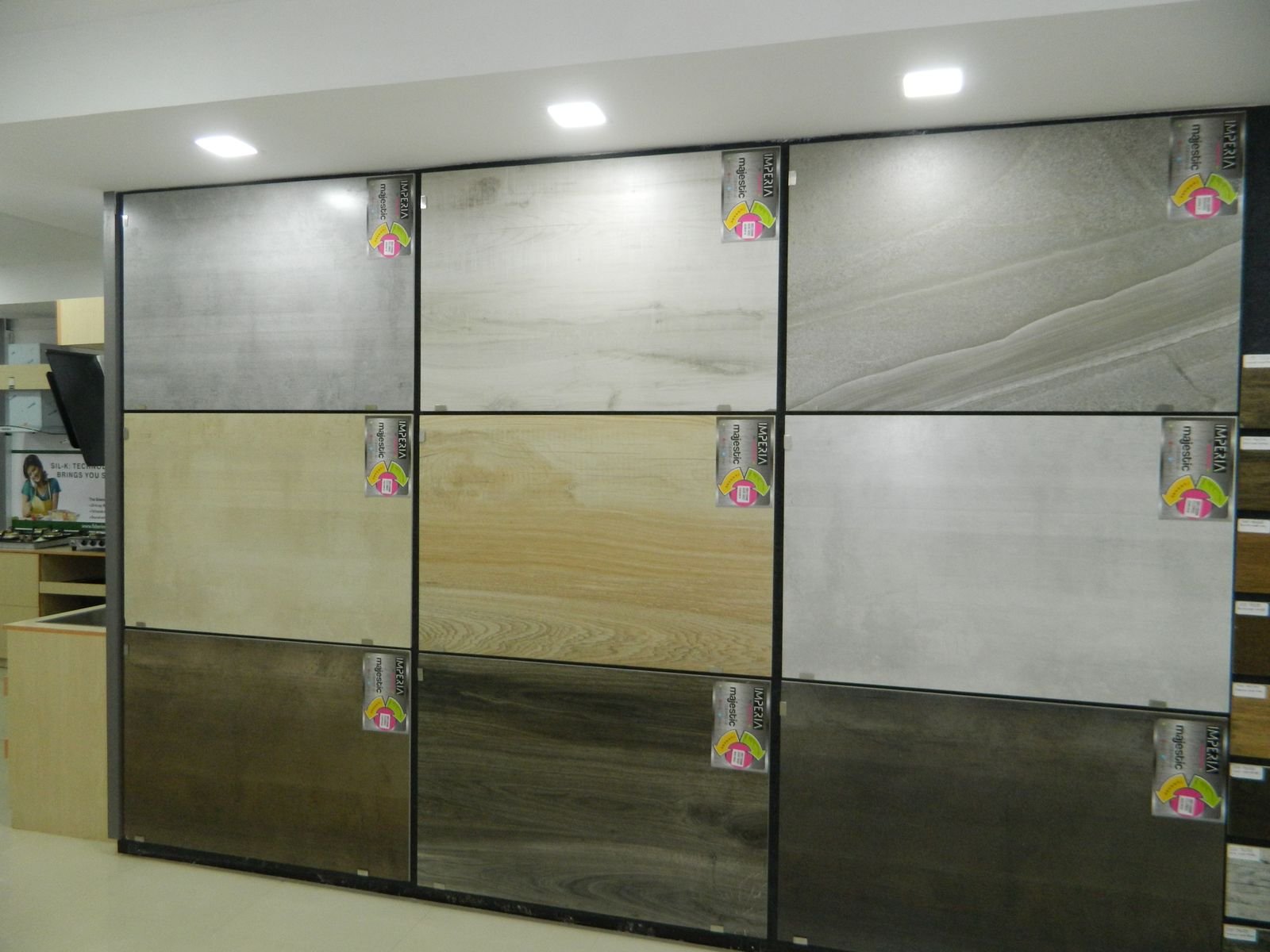 Floor and wall tile panels on display at Sivam Traders showroom